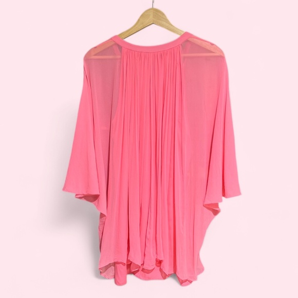 100% Silk [DVF] Coral Pink Chiffon < Fleurette > Bat Wing Cocktail Dress | 2 - Picture 4 of 15